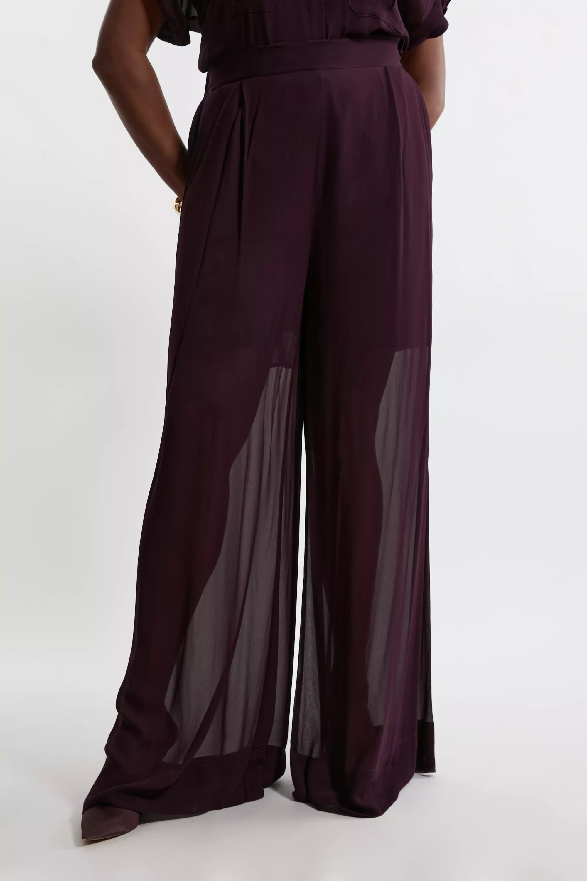 Plus Size Wide Leg Viscose Woven Pants | Karen Millen